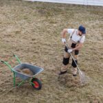 Man Raking Dormant Lawn